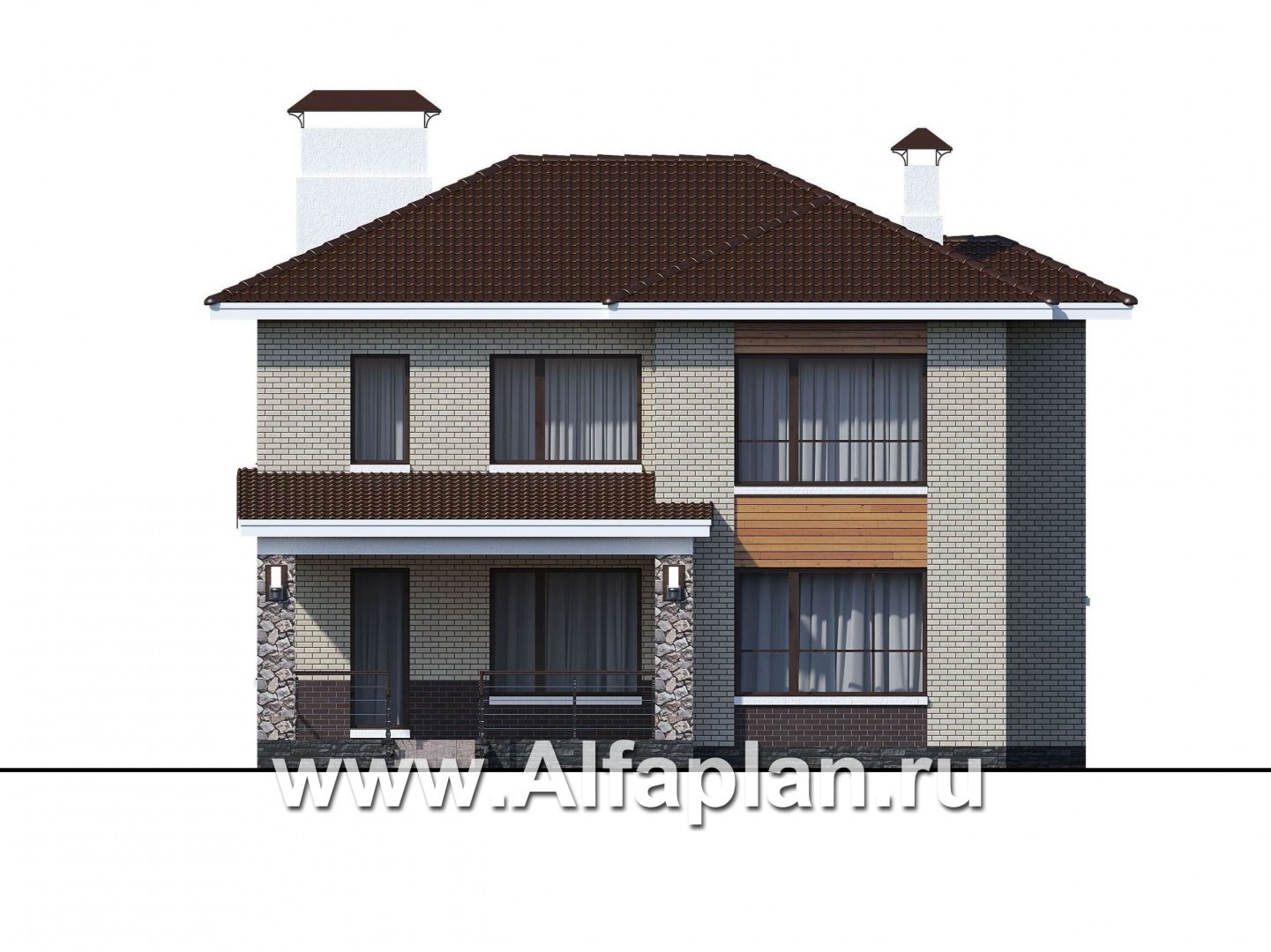 Проекты домов Альфаплан - «Формула успеха» - проект двухэтажного дома из газобетона, в скандинавском стиле, удобный план дома - изображение фасада №4