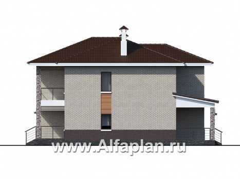 Проекты домов Альфаплан - «Формула успеха» - проект двухэтажного дома из газобетона, в скандинавском стиле, удобный план дома - превью фасада №2