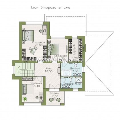 «Формула успеха» - проект двухэтажного дома из газобетона, в скандинавском стиле, с гаражом - превью план дома