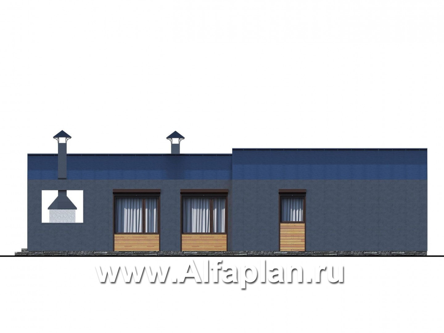 Проекты домов Альфаплан - «Лямбда» - просторный дом в современном стиле. Увеличены спальни - изображение фасада №2