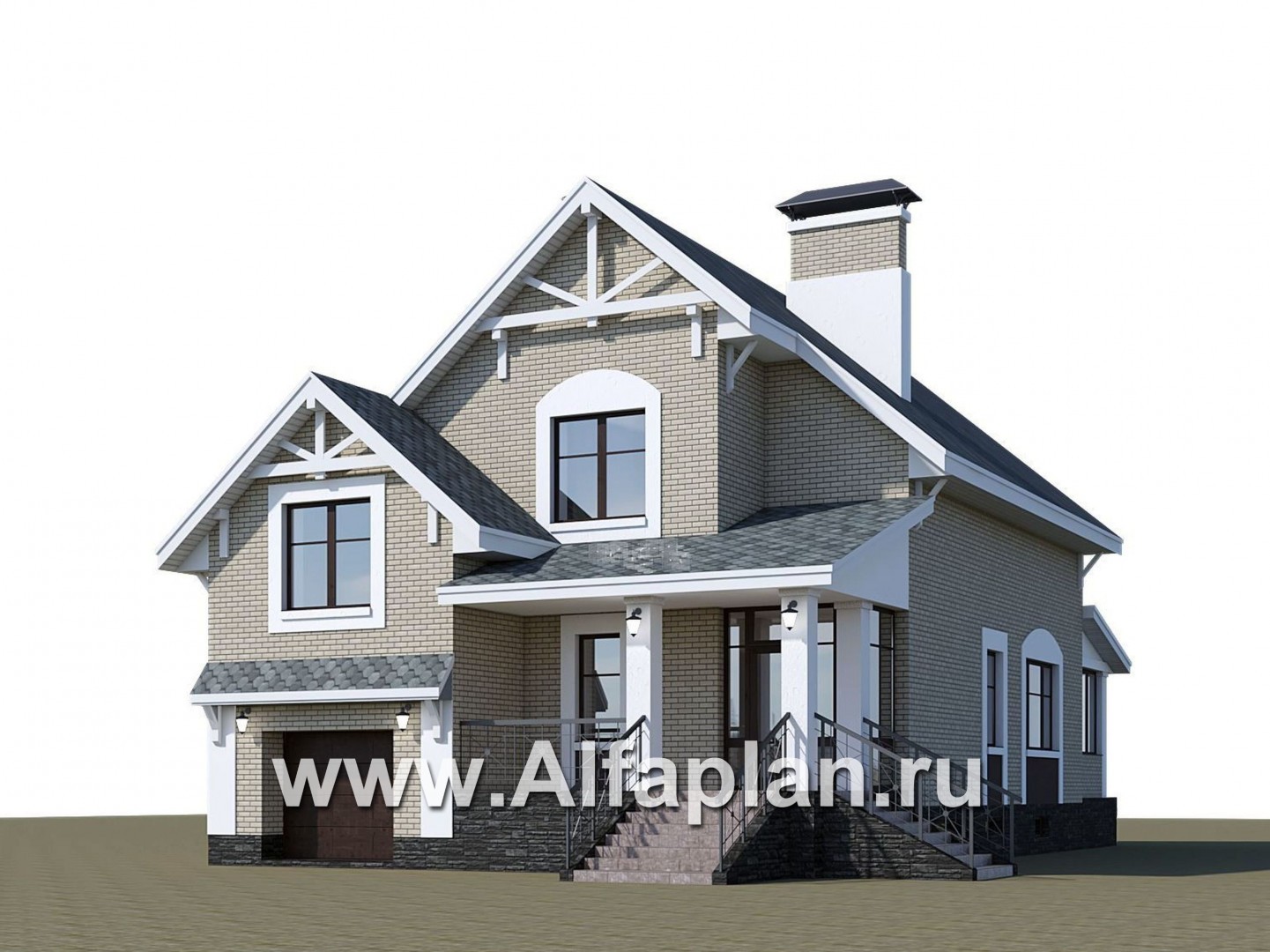 Проекты домов Альфаплан - «Белая ночь»- дом с цокольным этажом для большой семьи - дополнительное изображение №1