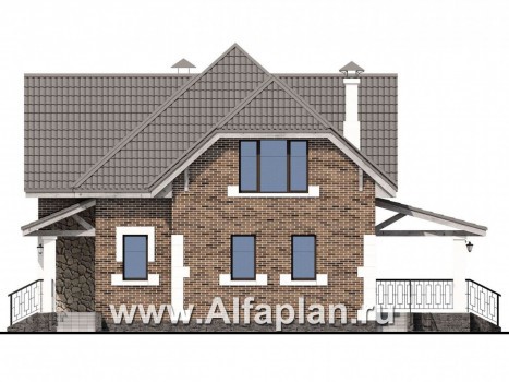 Проекты домов Альфаплан - «Причал» - романтический коттедж из кирпичей с  удобным планом - превью фасада №2