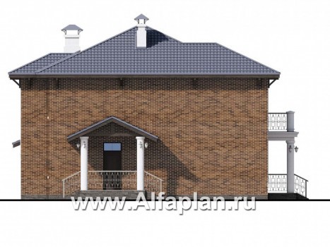 Проекты домов Альфаплан - «Эффект бабочки» - дом с красивой угловой террасой - превью фасада №3
