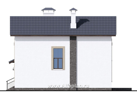 Проекты домов Альфаплан - «Каюткомпания» - экономичный дом для небольшой семьи с гаражом - превью фасада №2