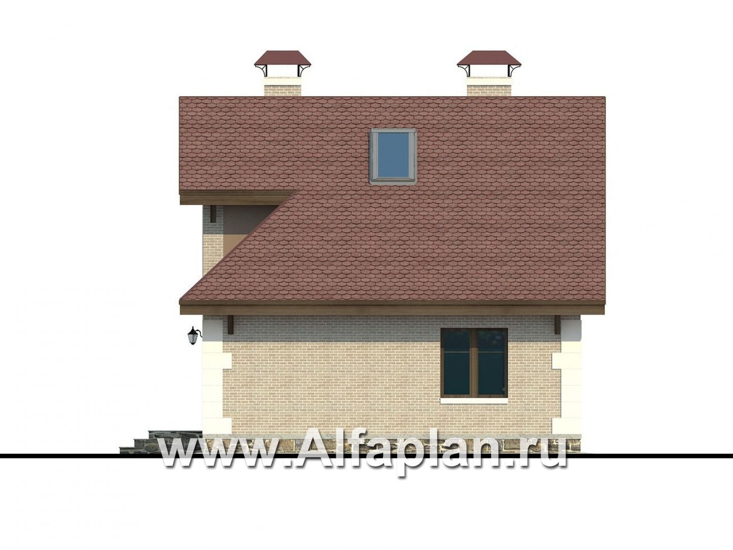 Проекты домов Альфаплан - «Замечательный сосед» - проект дома с мансардой, с остекленной террасой - изображение фасада №2