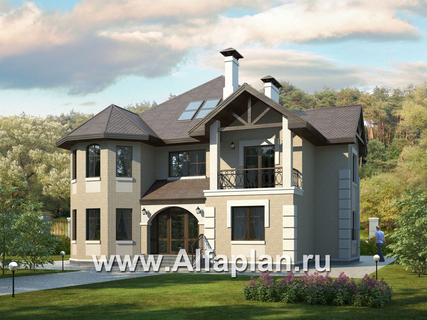 Проекты домов Альфаплан - «Воронцов»- респектабельный коттедж с комфортной планировкой - основное изображение