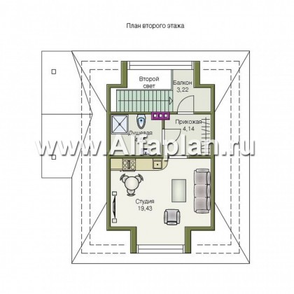 Проекты домов Альфаплан - Баня со студией в мансарде - превью плана проекта №2