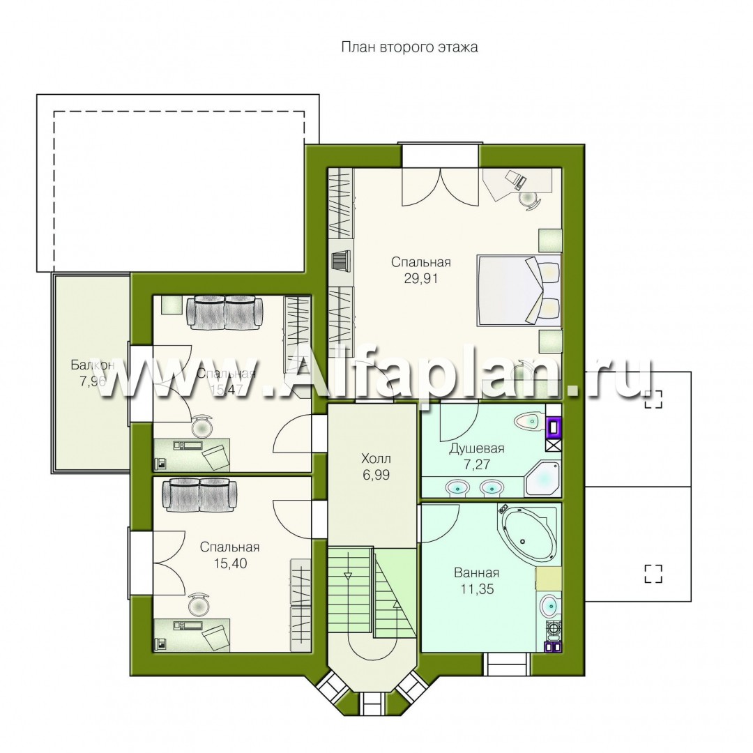 Проекты домов Альфаплан - «Лавиери Плюс»- проект дома с изящным крыльцом и эркером - изображение плана проекта №2