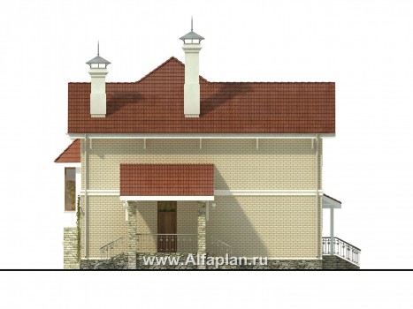 Проекты домов Альфаплан - «Лавиери Плюс»- проект дома с изящным крыльцом и эркером - превью фасада №2