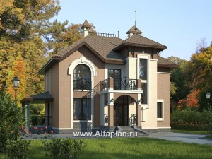 Проекты домов Альфаплан - «Разумовский» - красивый коттедж с элементами стиля модерн - превью основного изображения