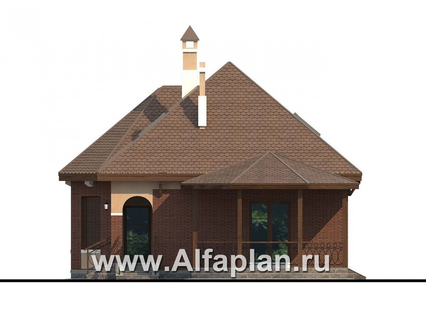 Проекты домов Альфаплан - «Душечка» - удобный дом для жизни и отдыха - изображение фасада №2