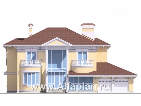 «Вилла «Эдельвейс» - проект элитного двухэтажного дома, план со вторым светом, в классическом стиле - превью фасада дома
