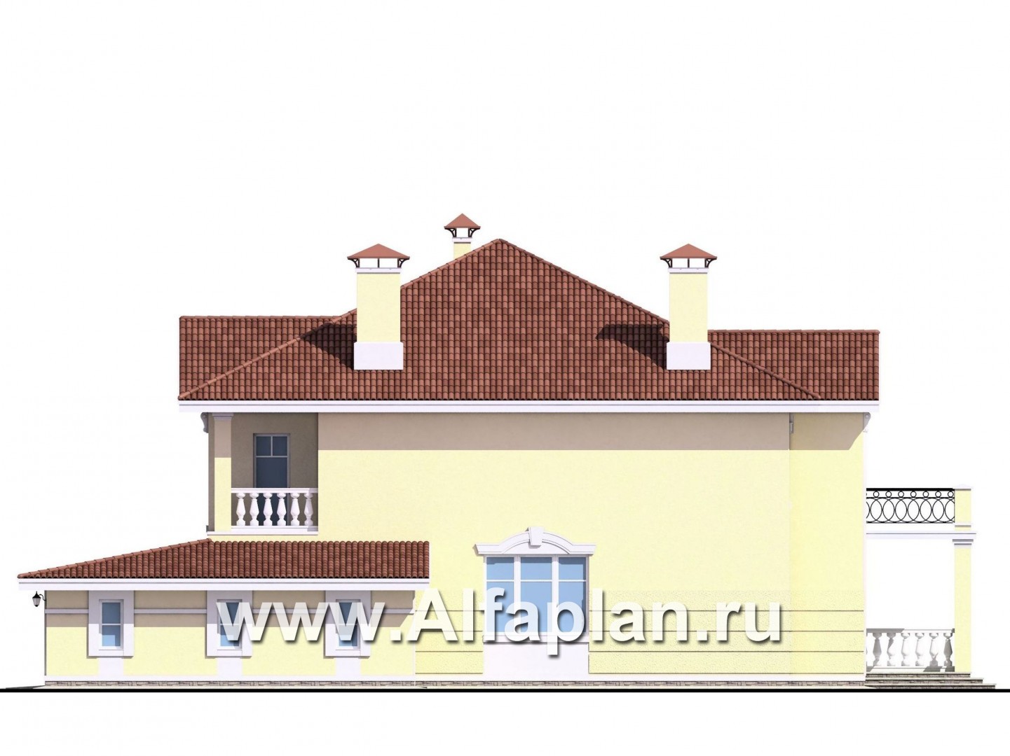 Проекты домов Альфаплан - «Елагин» - классический особняк с комфортной планировкой - изображение фасада №2