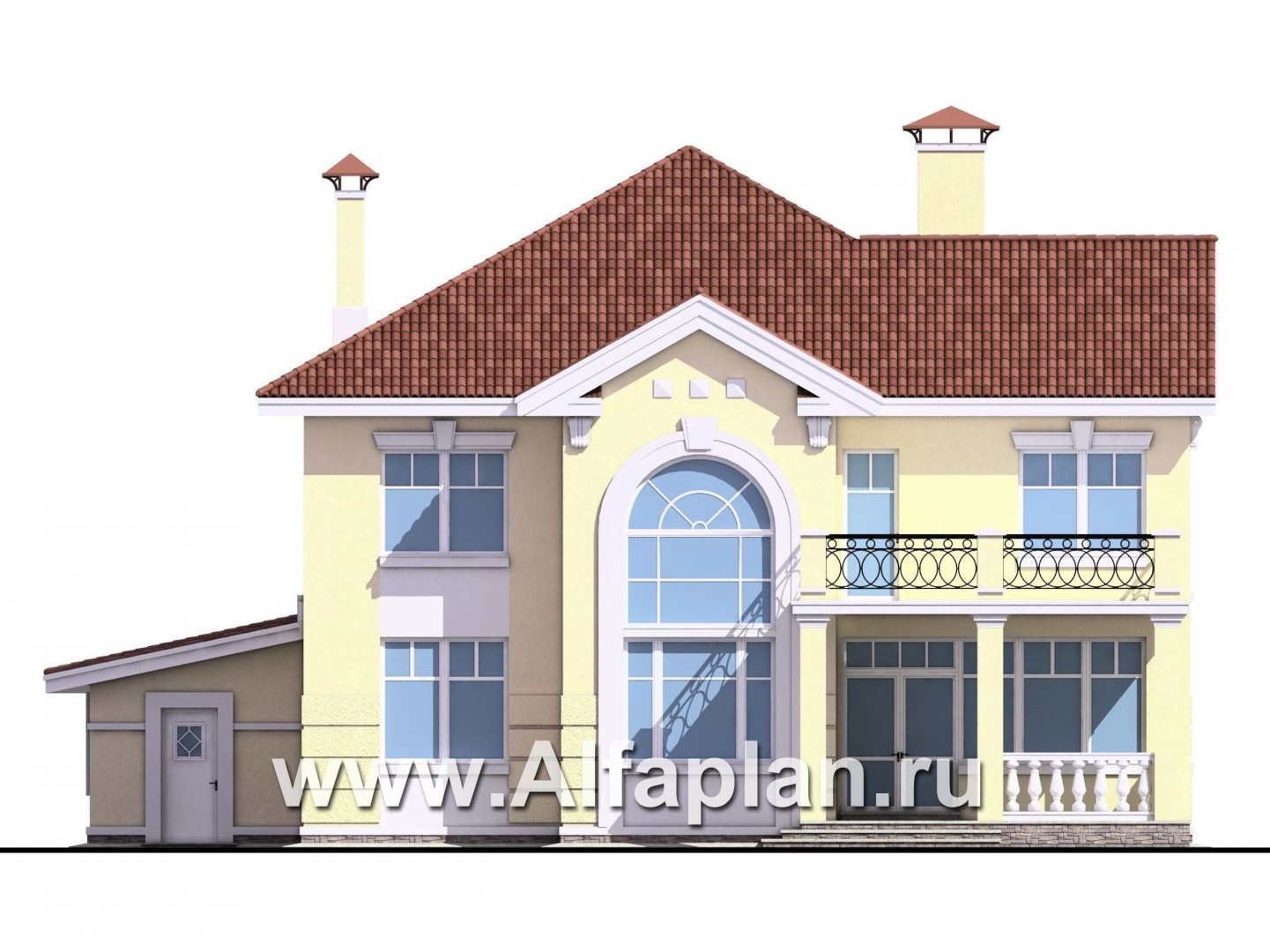 Проекты домов Альфаплан - «Елагин» - классический особняк с комфортной планировкой - изображение фасада №4