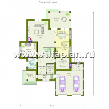 Проекты домов Альфаплан - «Строганов» - респектабельный коттедж с классической архитектурой - превью плана проекта №1