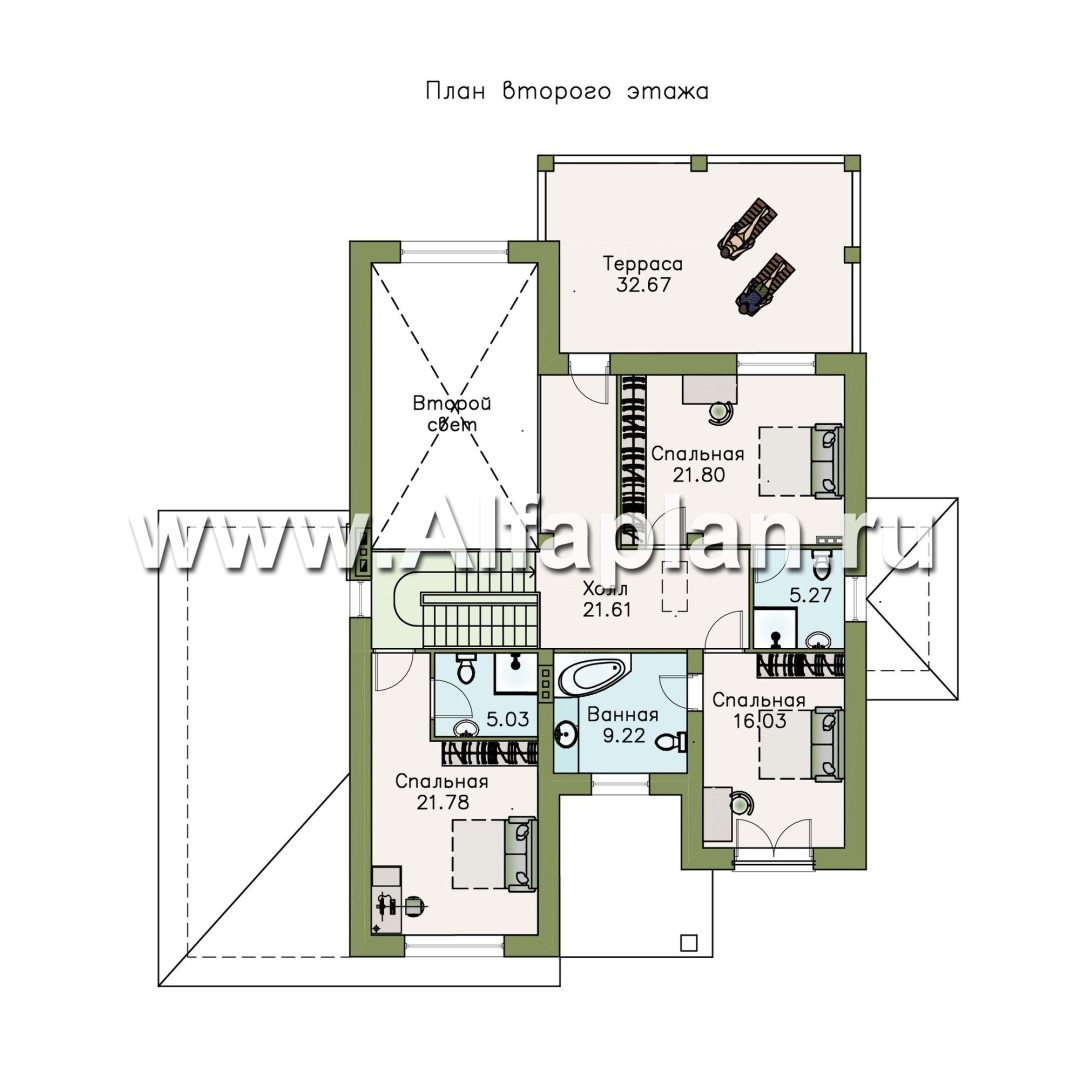 Проекты домов Альфаплан - «Привилегия» - элегантный коттедж с большим гаражом и террасой - план проекта №2