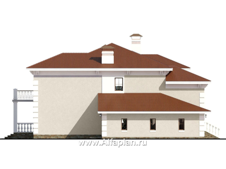 Проекты домов Альфаплан - «Привилегия» - элегантный коттедж с большим гаражом и террасой - превью фасада №3