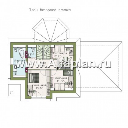 Проекты домов Альфаплан - «Летний вечер» - небольшой коттедж с нaвесом для машин - превью плана проекта №2