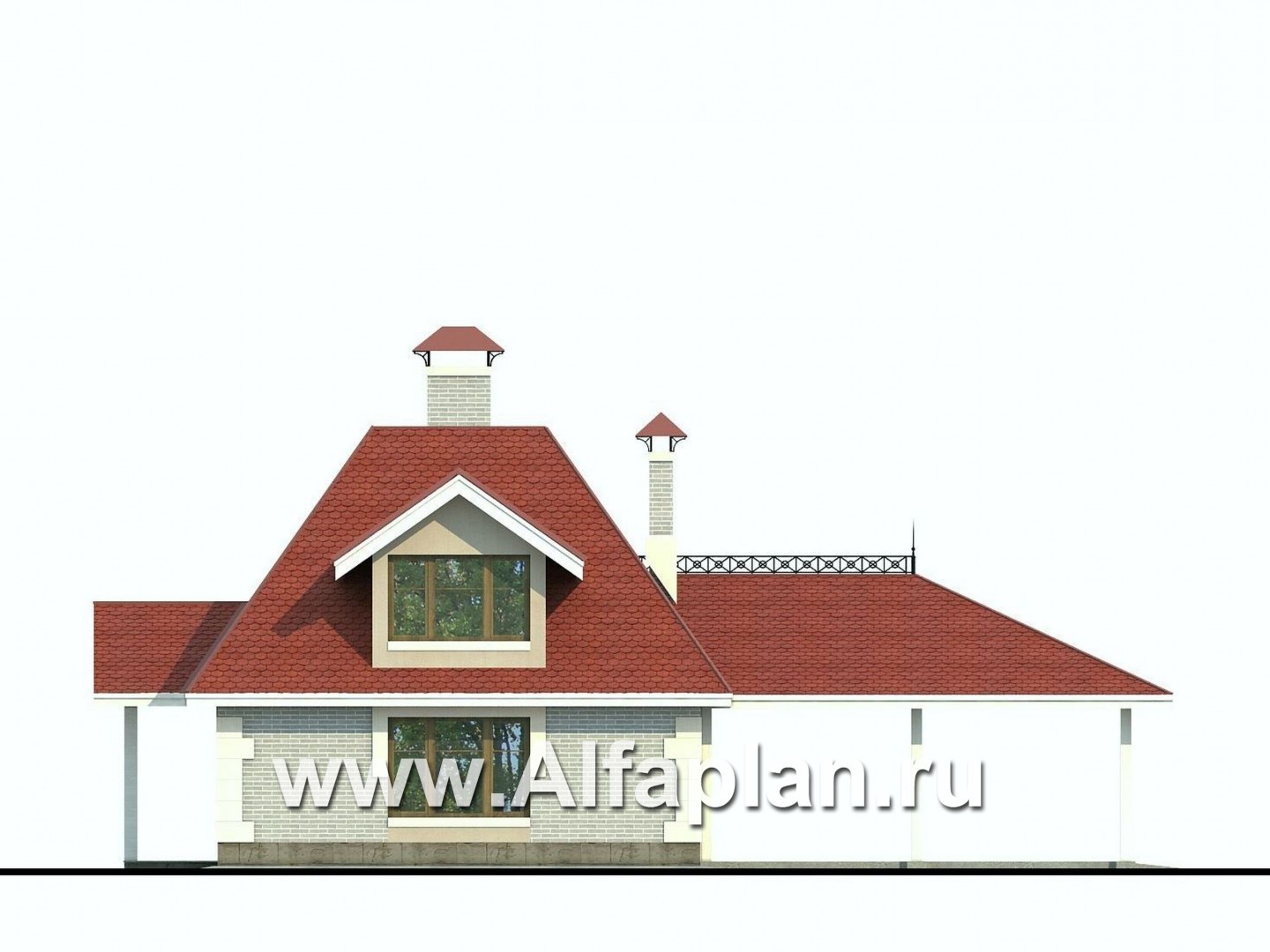 Проекты домов Альфаплан - Дом для отдыха с навесом для машин - изображение фасада №1