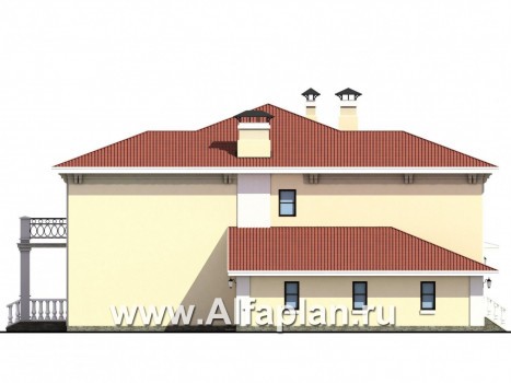 Проекты домов Альфаплан - «Беатрис»- двухэтажный коттедж с гаражом и террасой - превью фасада №3