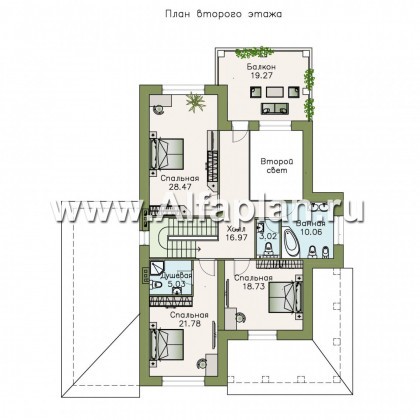 Проекты домов Альфаплан - «Беатрис»- двухэтажный коттедж с гаражом и террасой - превью плана проекта №2