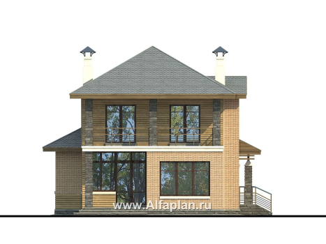 Проекты домов Альфаплан - «Оникс» - компактный двухэтажный дом для небольшого участка - превью фасада №4
