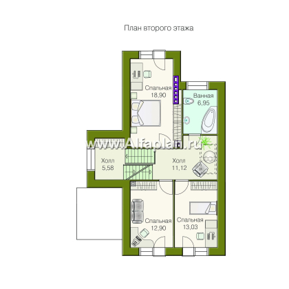 Проекты домов Альфаплан - «Эврика» - проект трехэтажного дома из газобетона, с гаражом в цоколе, для узкого участка - превью плана проекта №3