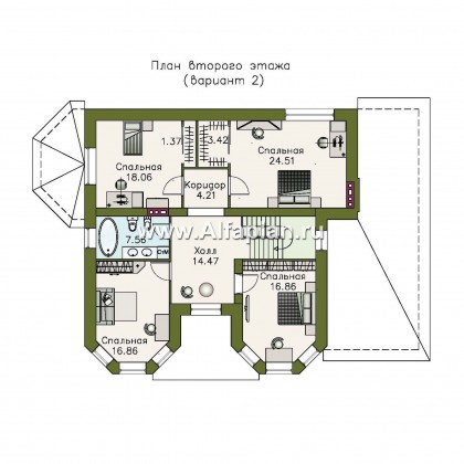Проекты домов Альфаплан - «Амбиент» - амбиционый дом с двумя мощными эркерами - превью плана проекта №3
