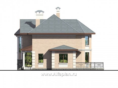 Проекты домов Альфаплан - «Монплезир» - проект двухэтажного  изысканного коттеджа - превью фасада №2