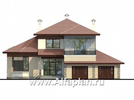Проекты домов Альфаплан - «Рубин» - современный дом c оригинальной гостиной - превью фасада №1
