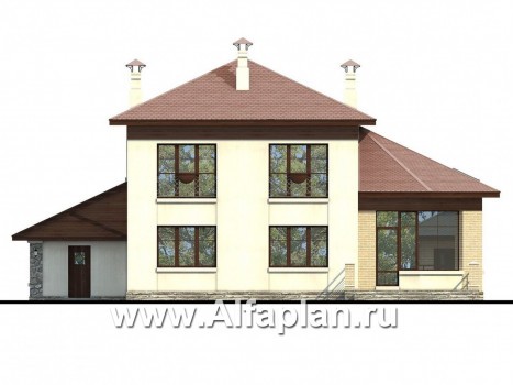 Проекты домов Альфаплан - «Рубин» - современный дом c оригинальной гостиной - превью фасада №4