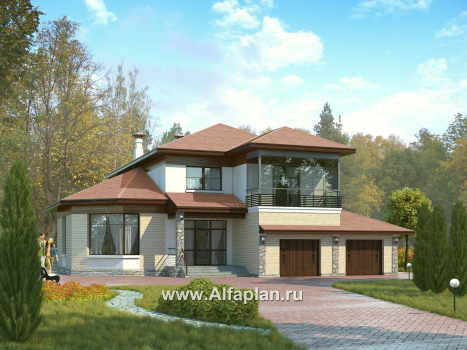 «Рубин» - проект двухэтажного дома из газобетона, с оригинальной гостиной и террасой, гараж на 2 авто - превью дополнительного изображения №1