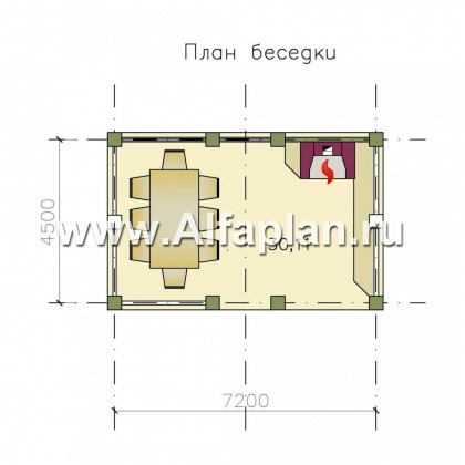 Проект беседки, павильон с камином - превью план дома