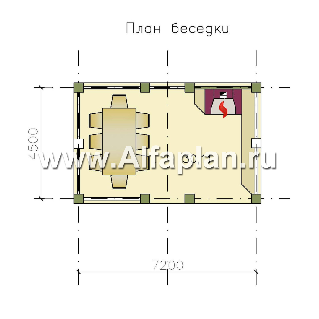 Проекты домов Альфаплан - Беседка-павильон с барбекю (летняя кухня) - изображение плана проекта №1