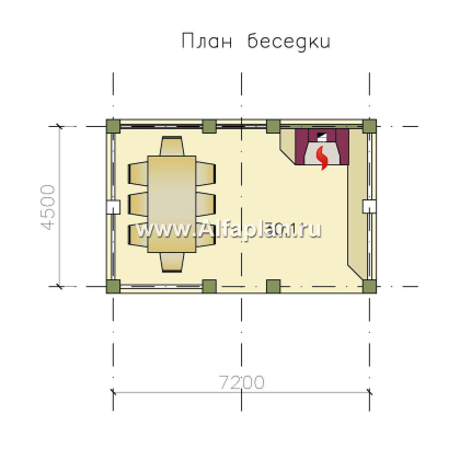 Проект беседки, павильон с барбекю (летняя кухня) - превью план дома