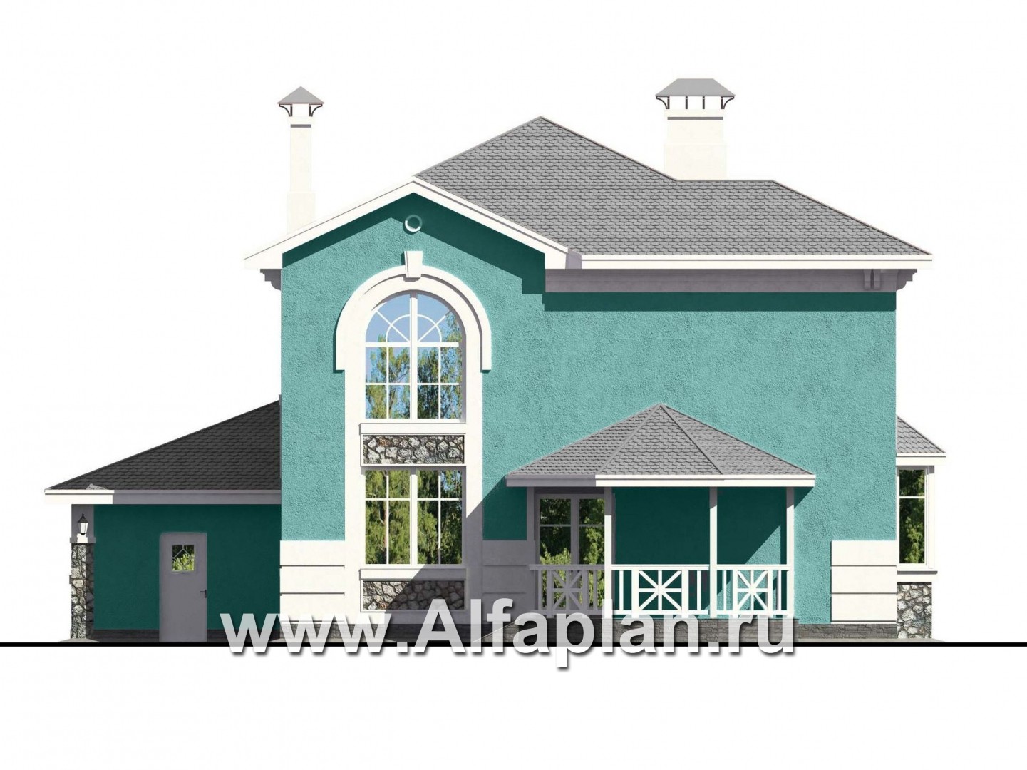 Проекты домов Альфаплан - «Белоостров» - классический коттедж с отличной планировкой - изображение фасада №4