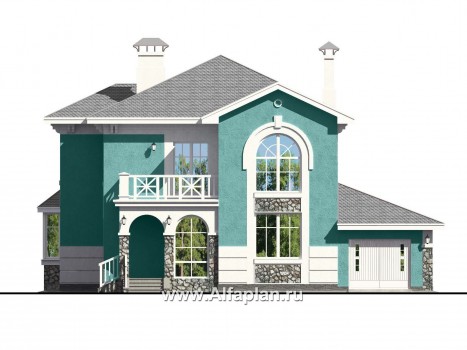 Проекты домов Альфаплан - «Белоостров» - классический коттедж с отличной планировкой - превью фасада №1