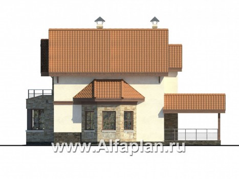Проекты домов Альфаплан - «Бригантина» - проект коттеджа с оригинальным планом - превью фасада №2
