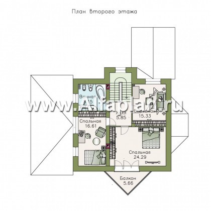 Проекты домов Альфаплан - «Бригантина» - проект коттеджа с оригинальным планом - превью плана проекта №2