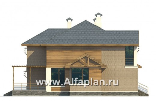 Проекты домов Альфаплан - «Вектор» - современный загородный коттедж - превью фасада №3