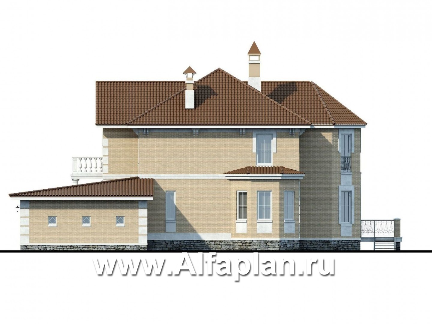 Проекты домов Альфаплан - «Головин» - аристократический коттедж - изображение фасада №2
