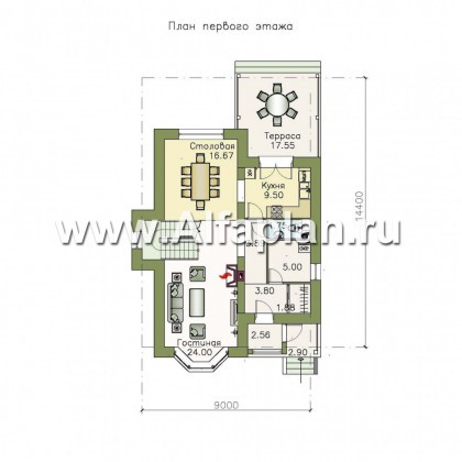 Проекты домов Альфаплан - «Примавера» - компактный загородный дом - превью плана проекта №1