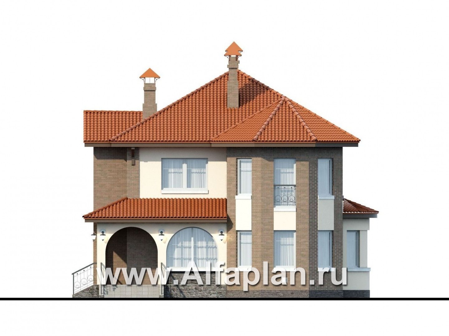 Проекты домов Альфаплан - «Митридат» -  коттедж в средиземноморском стиле - изображение фасада №1