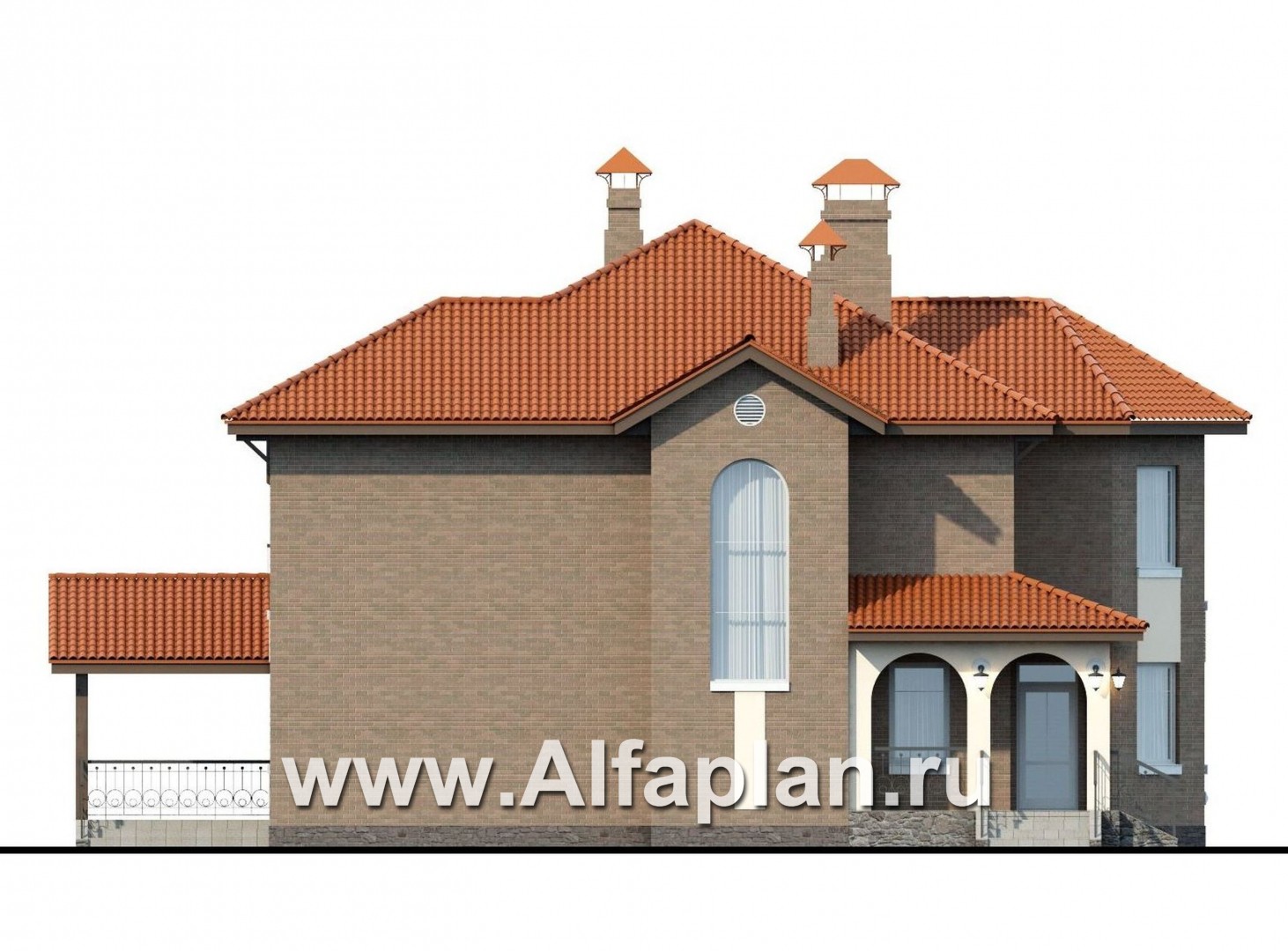 Проекты домов Альфаплан - «Митридат» -  коттедж в средиземноморском стиле - изображение фасада №3