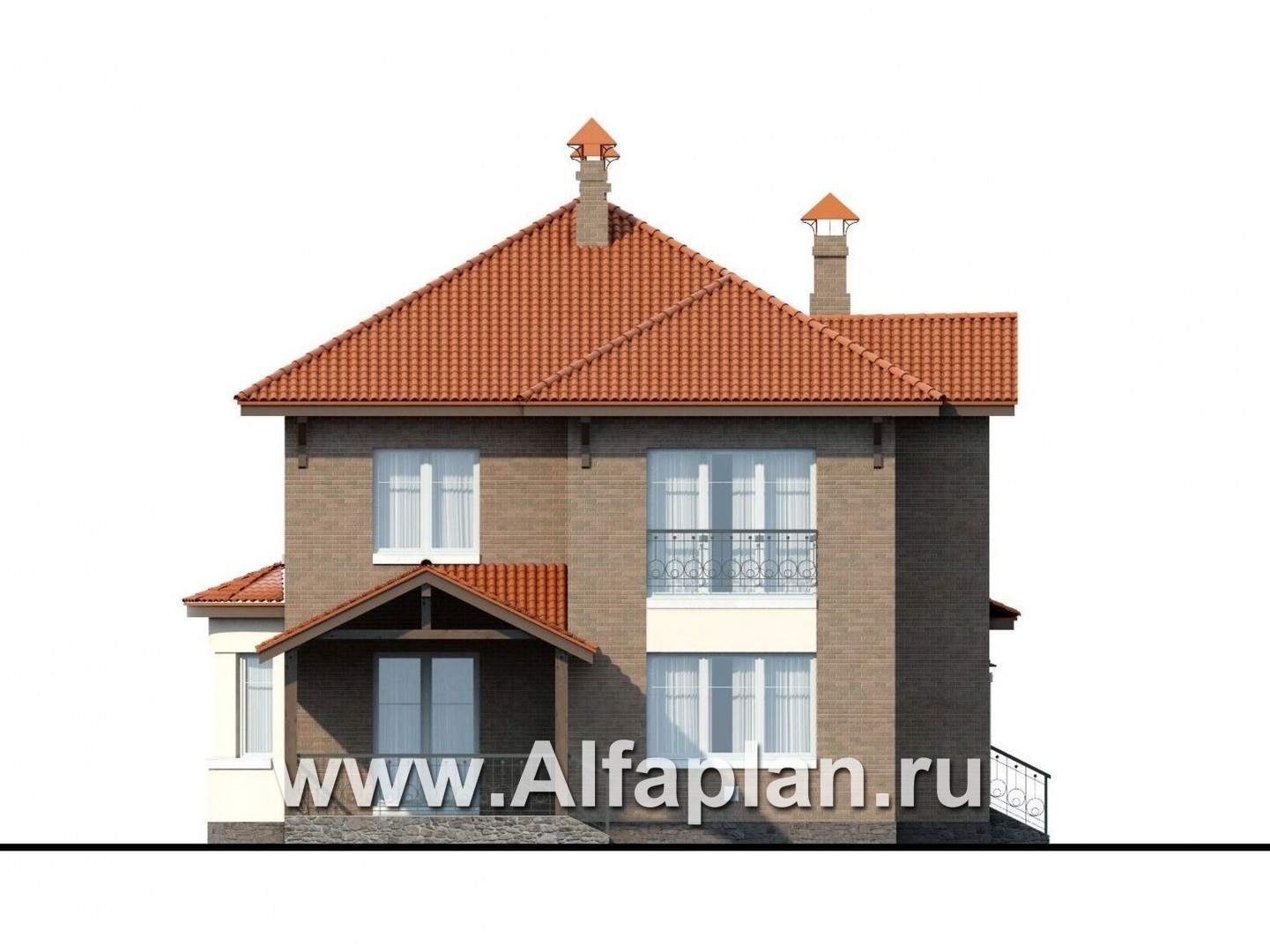 Проекты домов Альфаплан - «Митридат» -  коттедж в средиземноморском стиле - изображение фасада №4