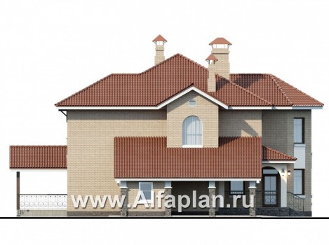Проекты домов Альфаплан - «Митридат»- коттедж в средиземноморском стиле - превью фасада №3