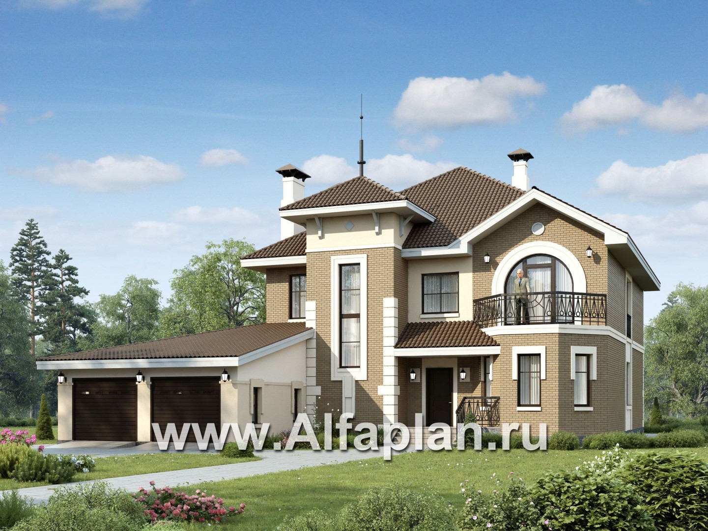 Проекты домов Альфаплан - «Феникс» - двухэтажный коттедж с компактным планом - основное изображение
