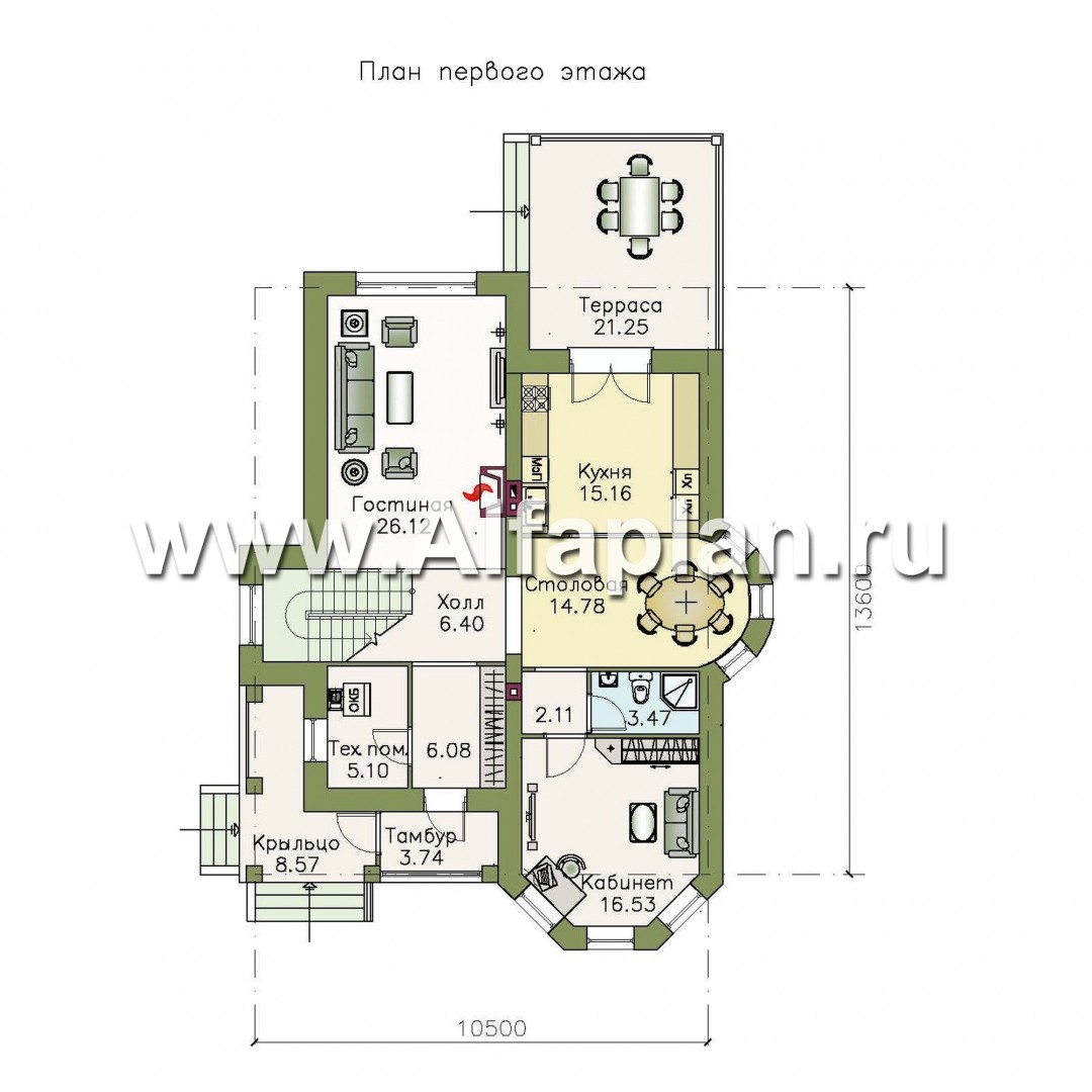 Проекты домов Альфаплан - «Эллада» - красивый и компактный особняк - план проекта №1