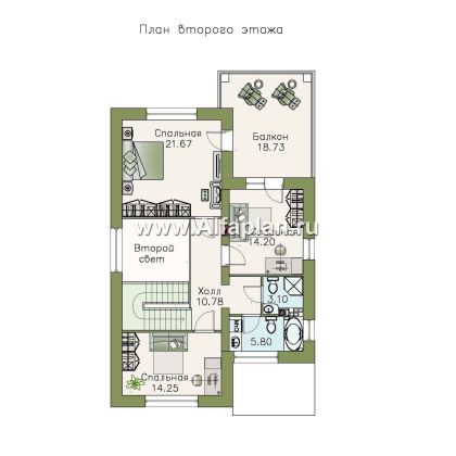 Проекты домов Альфаплан - «Монрепо» - компактный дом из блоков для узкого участка - превью плана проекта №2