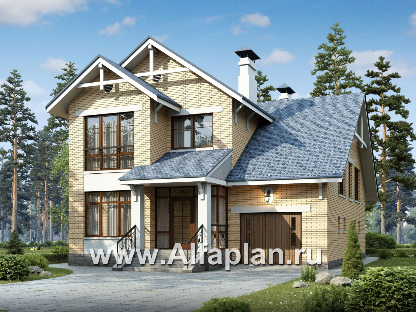 Проекты домов Альфаплан - «Дженни Врен» - удобный коттедж 154A - основное изображение